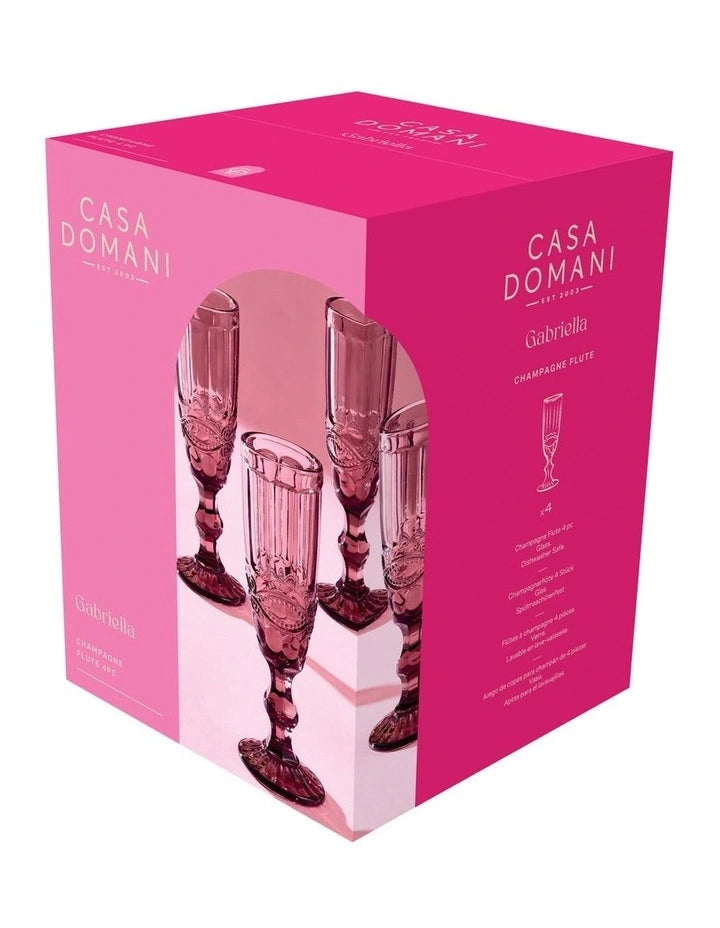 Maxwell and Williams Gabriella Champagne Flute 4pc Pink Gift Boxed