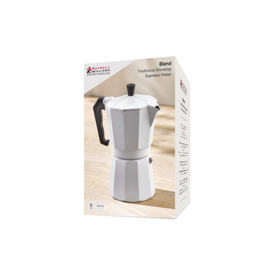 Maxwell and Williams Blend Traditional Stovetop Espresso Maker 6cup White Gift Boxed