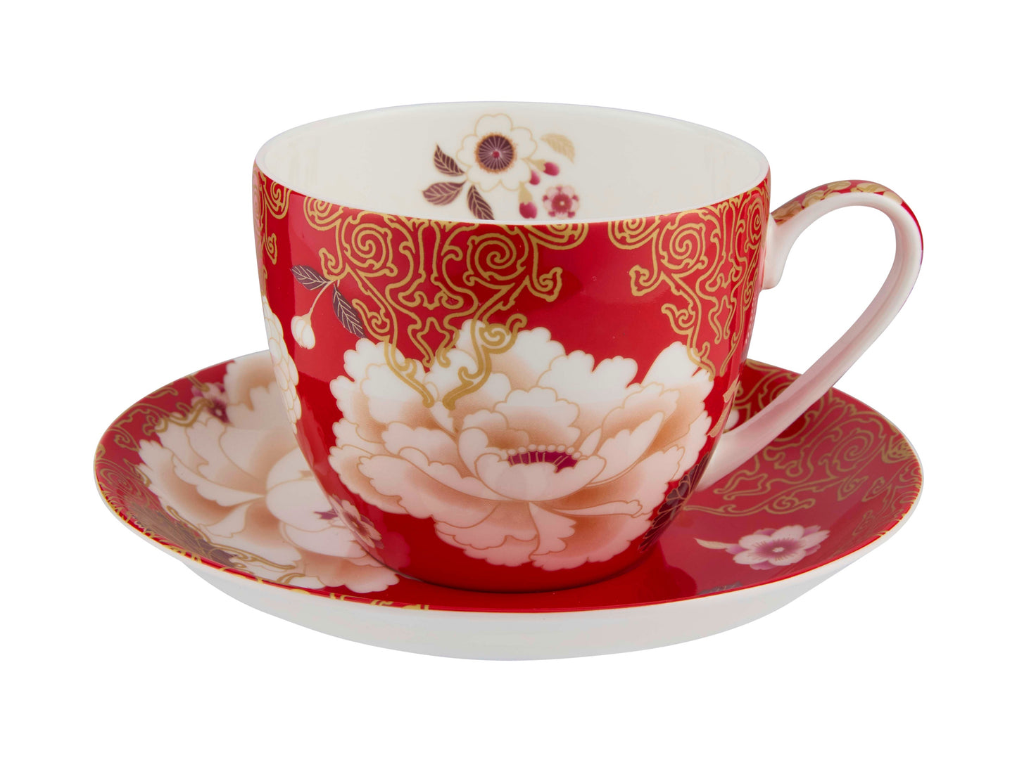 Maxwell and Williams Kimono Cup & Saucer 300ML Red Gift Boxed