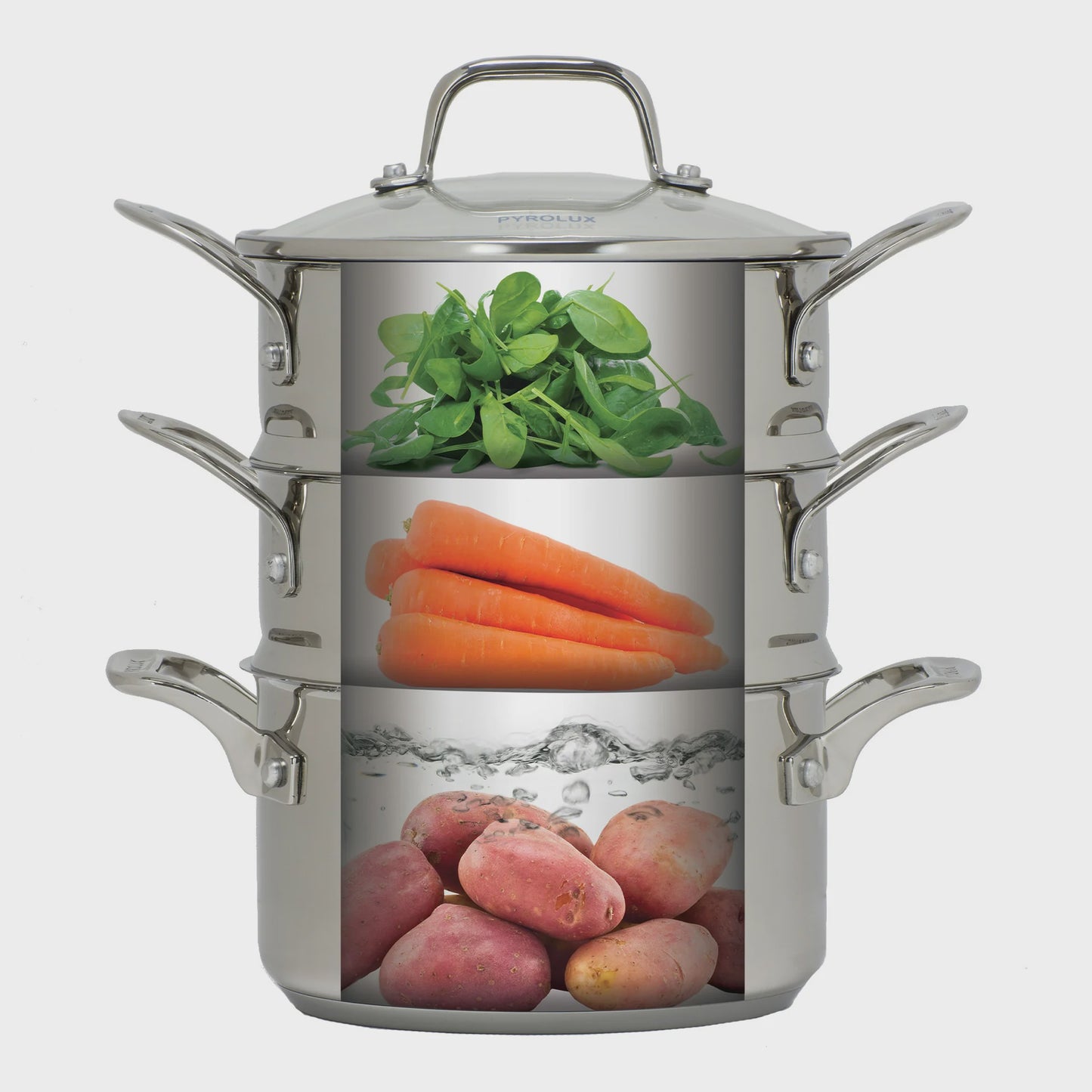 PYROLUX PYROSTEEL 3TIER STEAMER SET 24CM