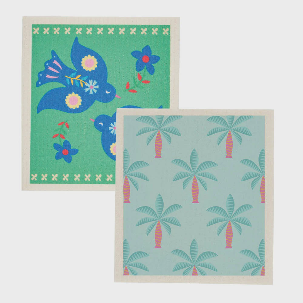 Annabel Trends Swedish Style Dish Cloths - Fiesta Bird/Fiesta Palm Rl 2Pc