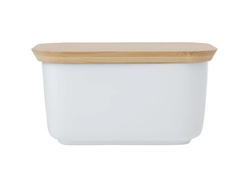 Maxwell and Williams White Basics Butter Dish With Bamboo Lid