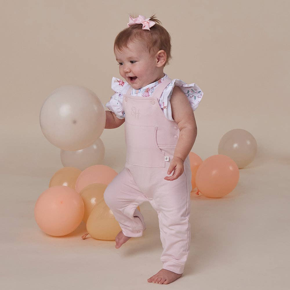 Snuggle Hunny Baby Pink Organic Joey Overalls