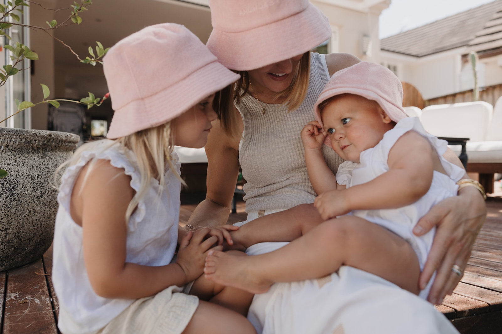 Anchor & Arrow Canvas Bucket Hat Light Pink 1-4 years