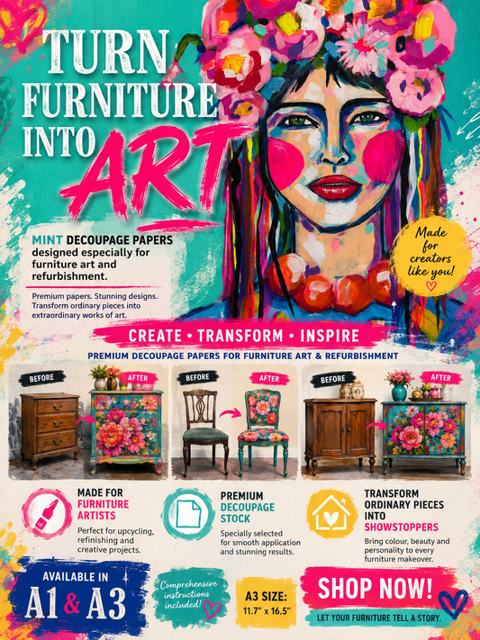 Mint Decoupage Paper A3 Colour Me Bright