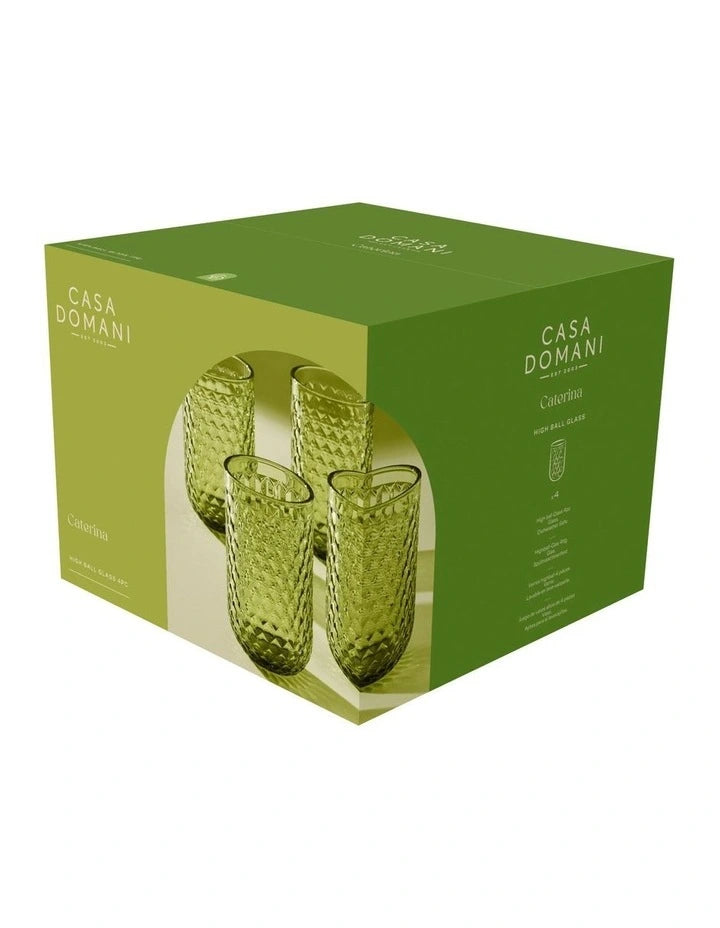 Maxwell and Williams Caterina Highball Glass 4pc Green Gift Boxed