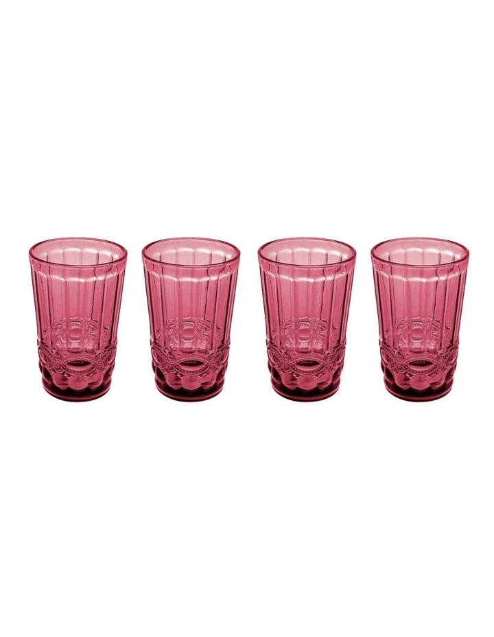 Maxwell and Williams Gabriella Highball Glass 4pc Pink Gift Boxed