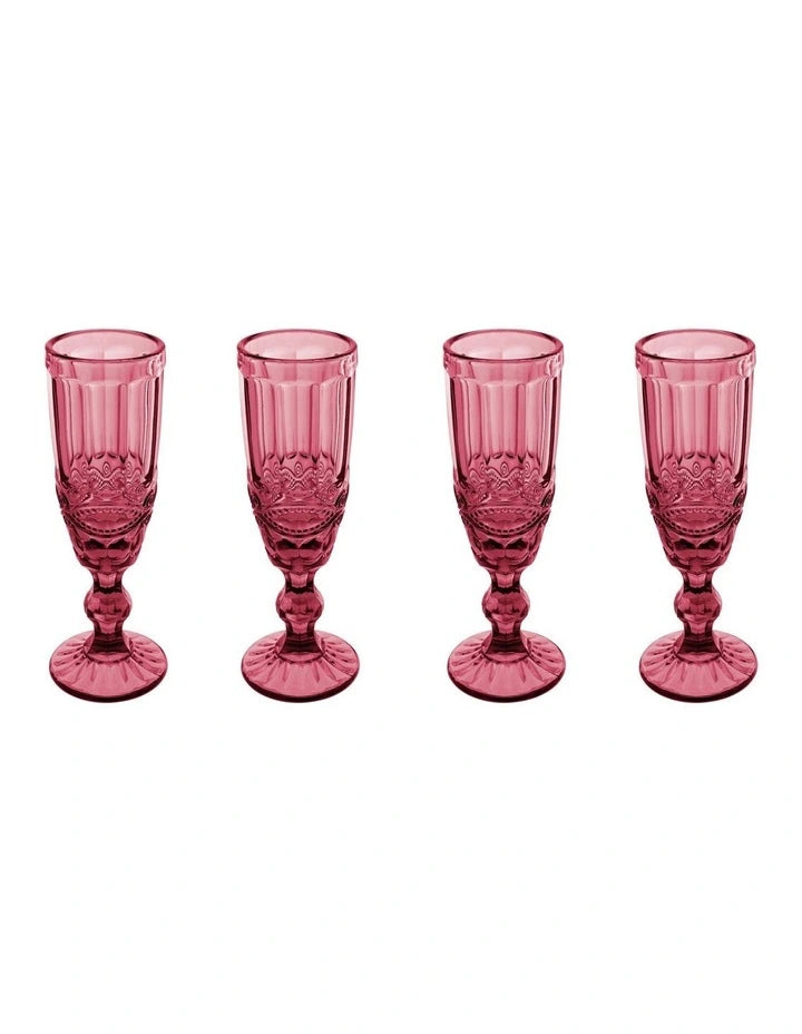 Maxwell and Williams Gabriella Champagne Flute 4pc Pink Gift Boxed