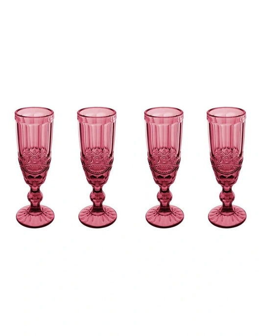 Maxwell and Williams Gabriella Champagne Flute 4pc Pink Gift Boxed