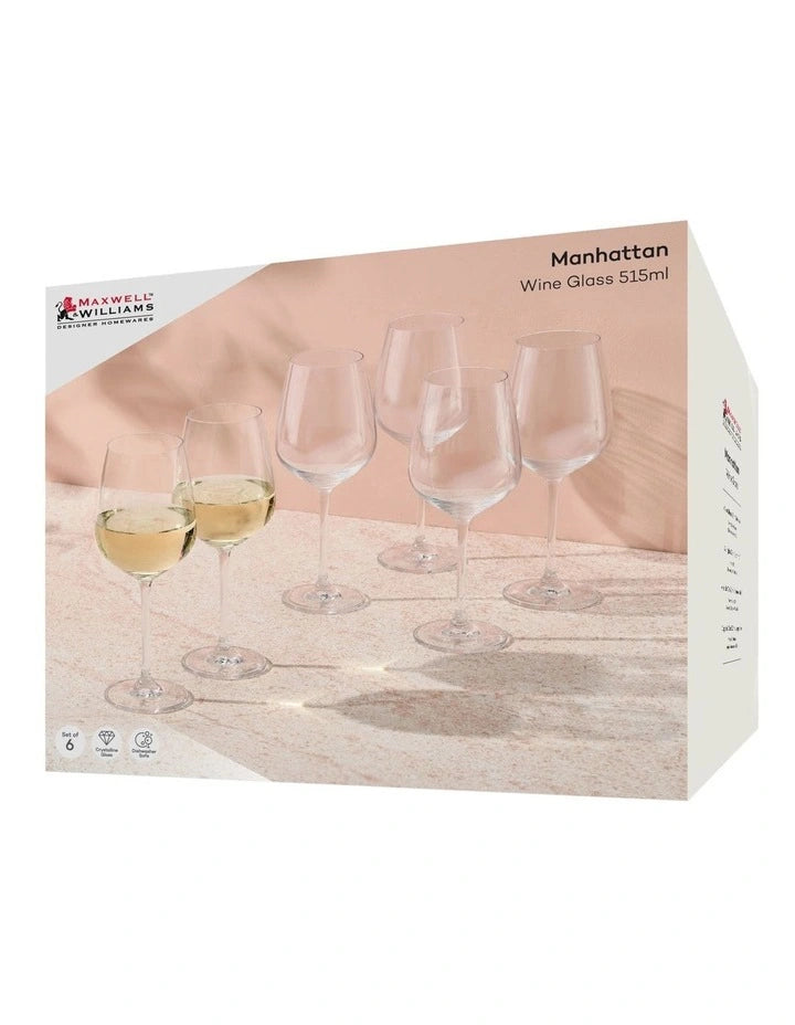 Maxwell and Williams Manhattan Wine Glass 515ML Set of 6 Gift Boxed