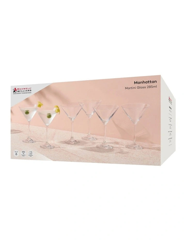 Maxwell and Williams Manhattan Martini Glass 285ML Set of 6 Gift Boxed
