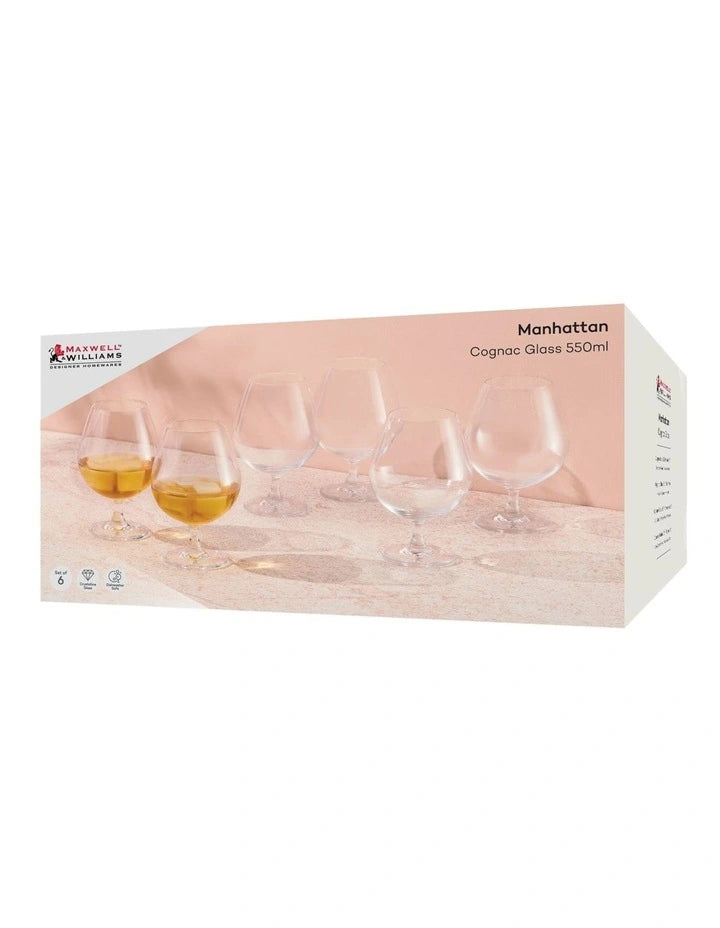 Maxwell and Williams Manhattan Cognac Glass 550ML Set of 6 Gift Boxed