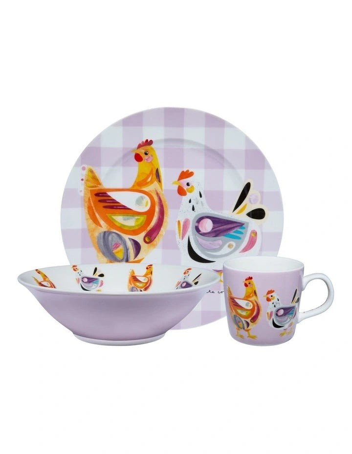 Maxwell and Williams Pete Cromer Barn Friends Children's 3pc Dinner Set Chook Gift Boxed