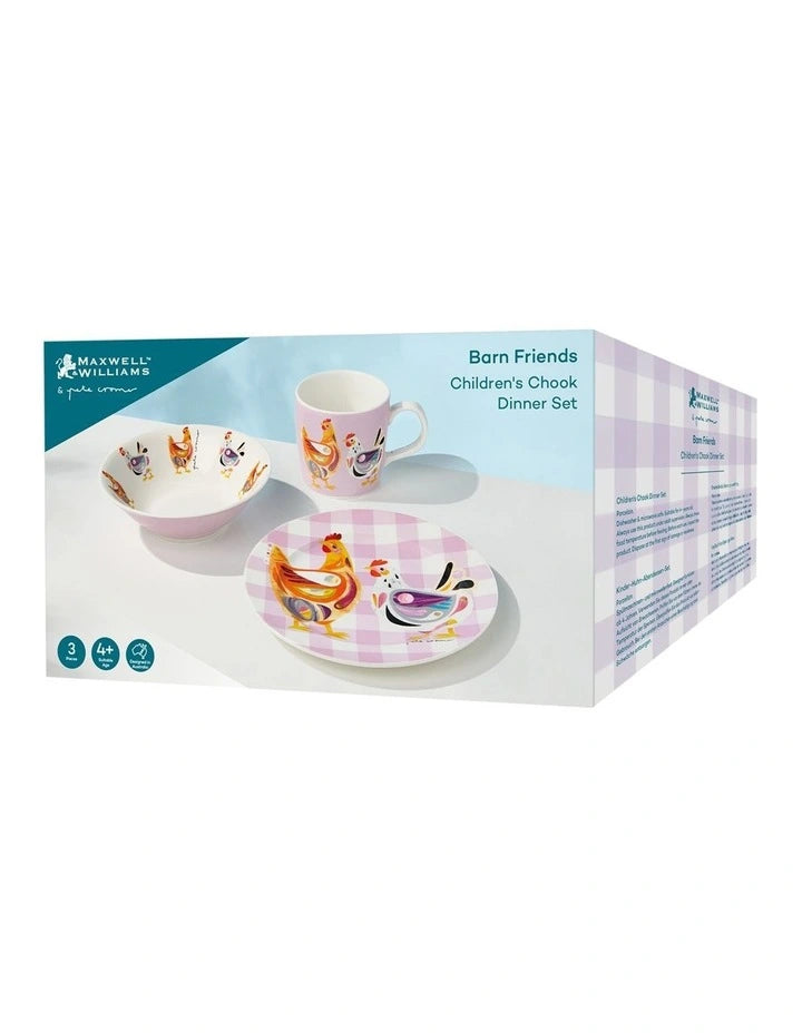 Maxwell and Williams Pete Cromer Barn Friends Children's 3pc Dinner Set Chook Gift Boxed