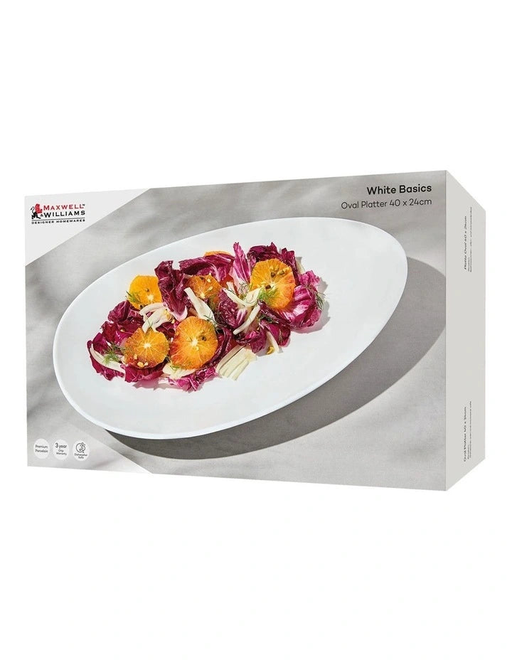 Maxwell and Williams White Basics Oval Platter 40x24cm Gift Boxed