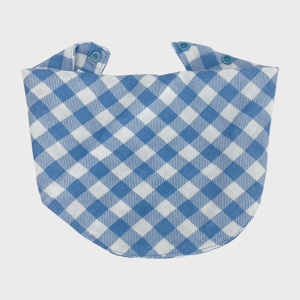 Annabel Trends Muslin Bib Gingham Blue