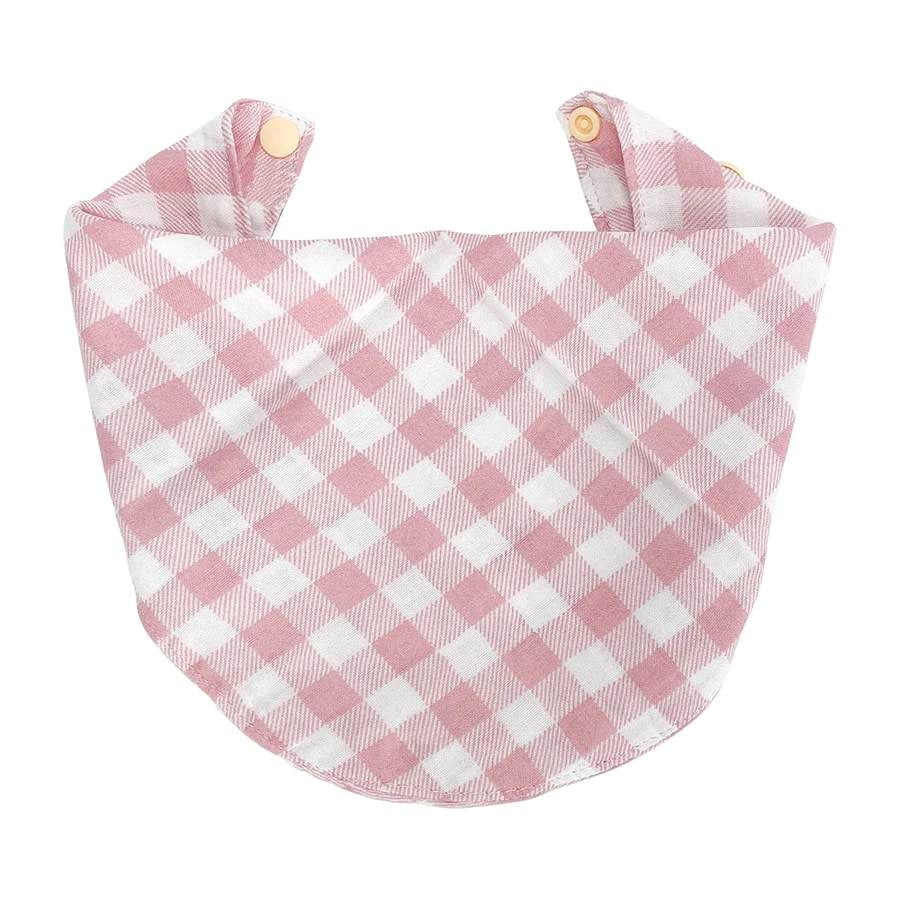 Annabel Trends Muslin Bib Gingham Pink Clay