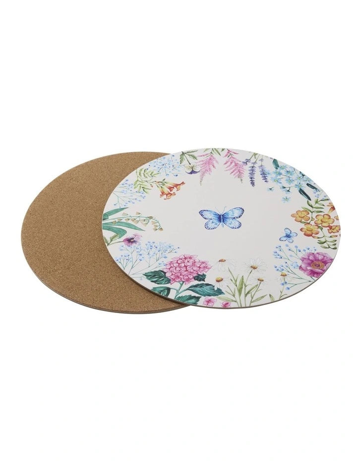 Maxwell and Williams Botanica Round Cork Back Placemat 32cm Set of 4 Gift Boxed