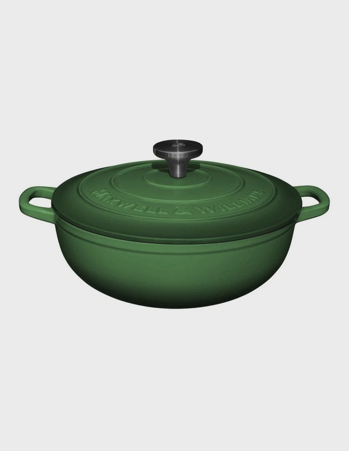 Maxwell and Williams Cast Iron Round Casserole English Racing Green 26cm / 4L Gift Boxed