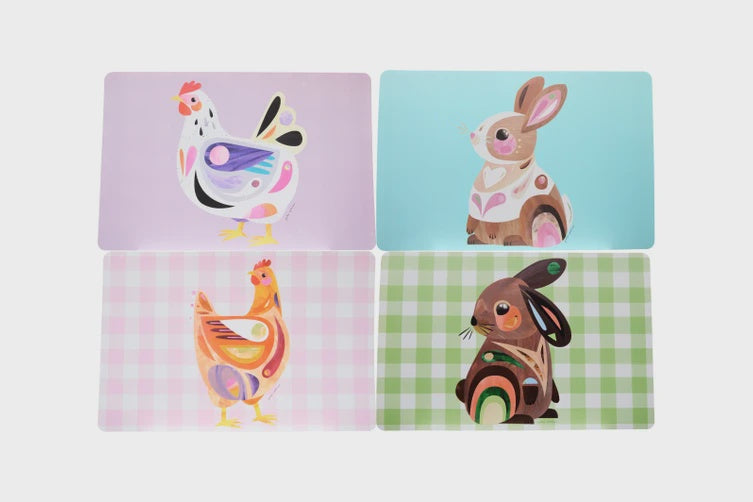 Maxwell and Williams Pete Cromer Barn Friends Placemat Reversible 43x28cm Set of 4 Assorted