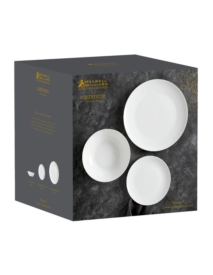 Maxwell and Williams Cashmere Resort Coupe Dinner Set 12pc Gift Boxed