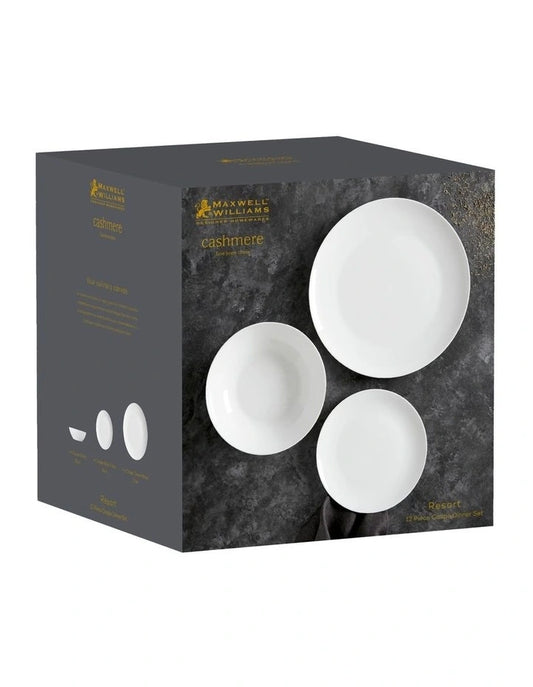 Maxwell and Williams Cashmere Resort Coupe Dinner Set 12pc Gift Boxed