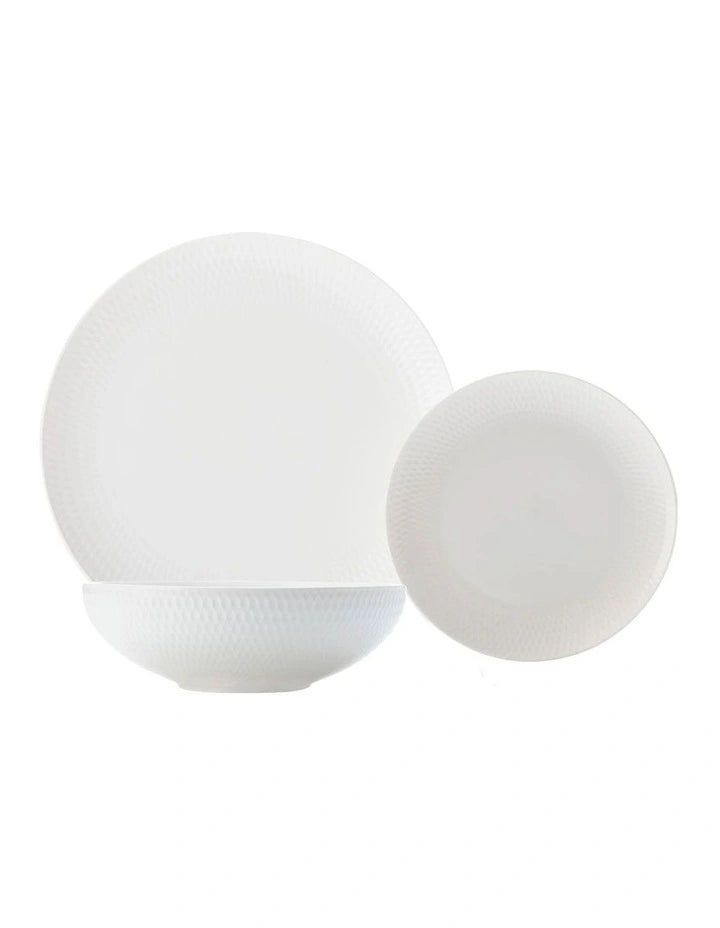 Maxwell and Williams Diamonds White Basics 12pc Dinner Set Gift Boxed