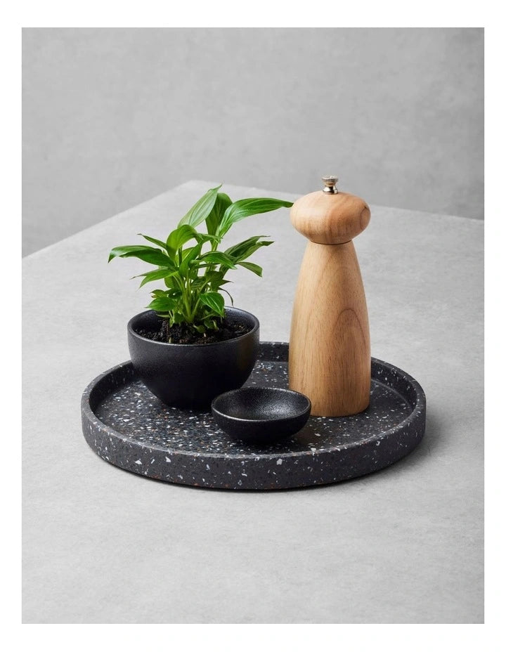 Maxwell and Williams Livvi Terrazzo Serving Tray 26cm Round Charcoal