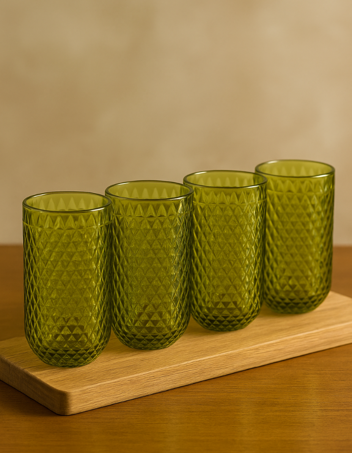 Maxwell and Williams Caterina Highball Glass 4pc Green Gift Boxed