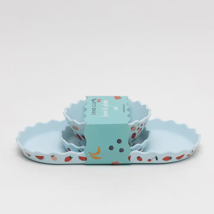 Chino Club Blue Fruits Silicone Bowl and Plate Set