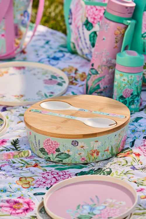 Maxwell and Williams Botanica Melamine Bowl With Lid 25x9cm & Salad Servers