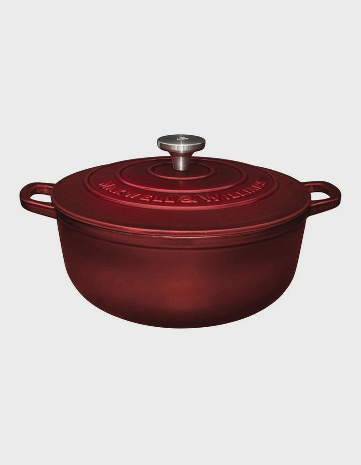 Maxwell and Williams Cast Iron Round Casserole Merlot 28cm / 6.2L Gift Boxed