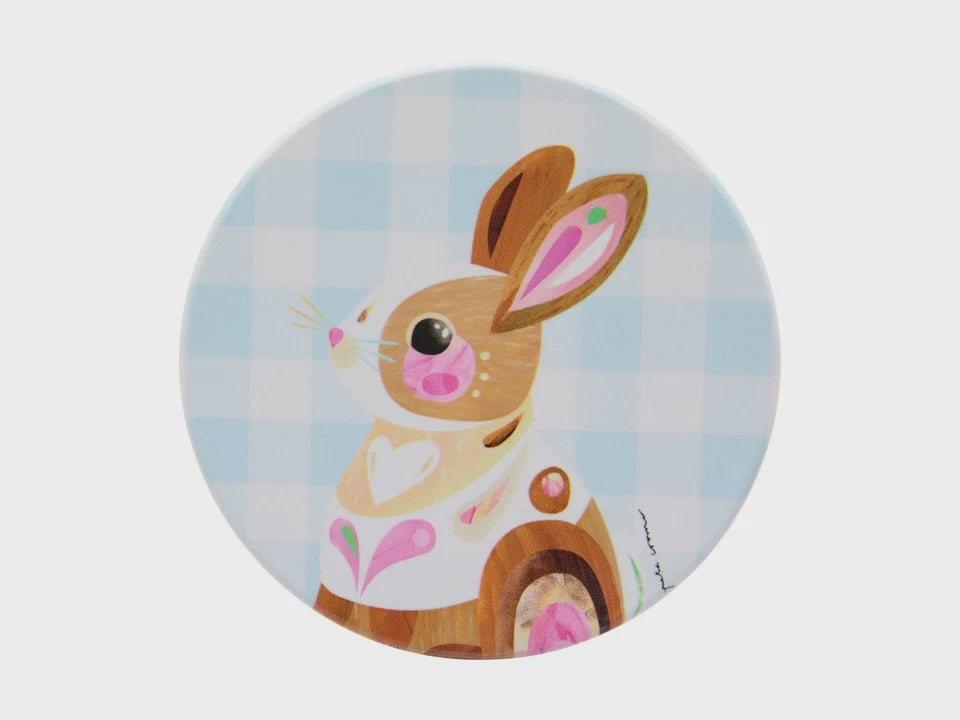 Maxwell and Williams Pete Cromer Barn Friends Ceramic Round Coaster 10cm Blue Bunny