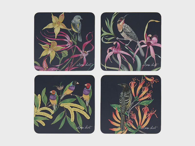 Maxwell and Williams Eloise Short Lyric Cork Back Coaster 10.5cm Set of 4 Gift Boxed Assorted