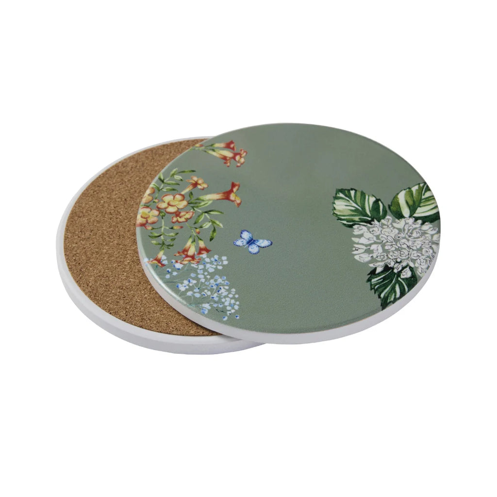 Maxwell and Williams Botanica Ceramic Round Coaster 10cm Sage