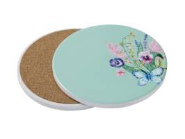Maxwell and Williams Botanica Ceramic Round Coaster 10cm Aqua