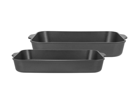 Maxwell and Williams Cast Lite Non-Stick Roaster Set of 2 34/38cm Black Gift Boxed