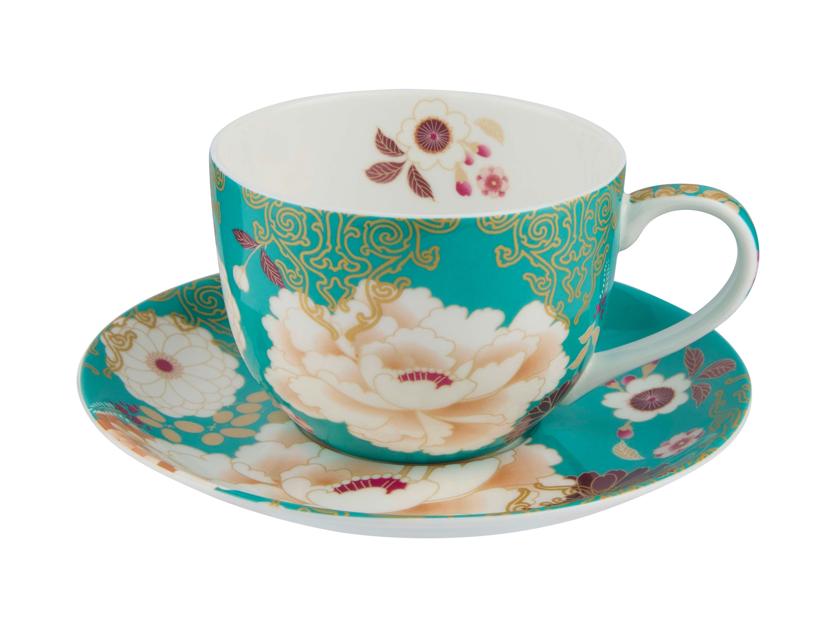 Maxwell and Williams Kimono Cup & Saucer 300ML Teal Gift Boxed