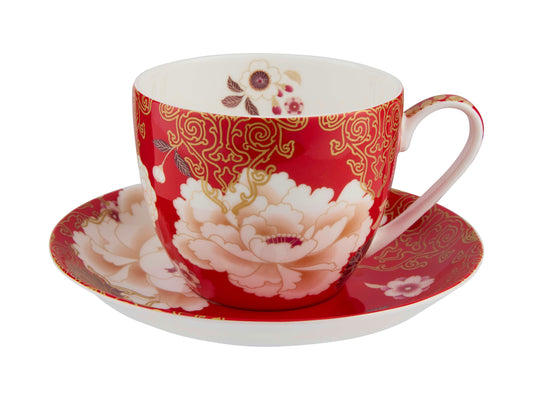 Maxwell and Williams  Kimono Cup & Saucer 300ML Red Gift Boxed