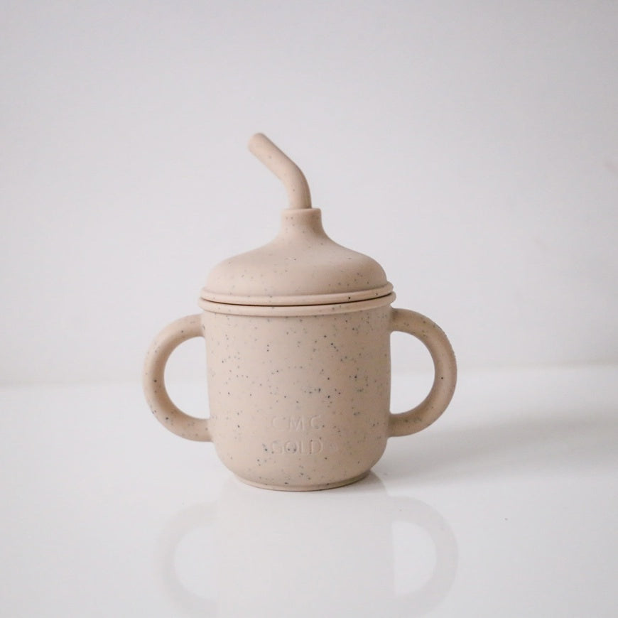 CMC Silicon Sippy Cup with Straw - Speckled latte