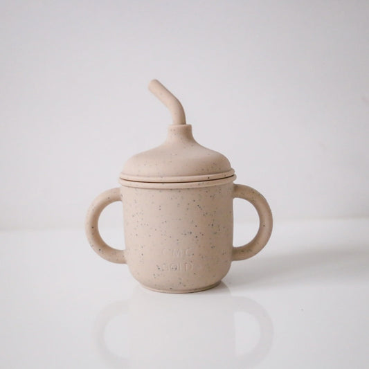 CMC Silicon Sippy Cup with Straw - Speckled latte