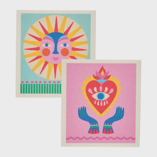 Annabel Trends Swedish Style Dish Cloths - Fiesta Sun/Fiesta Heart Rl 2Pc