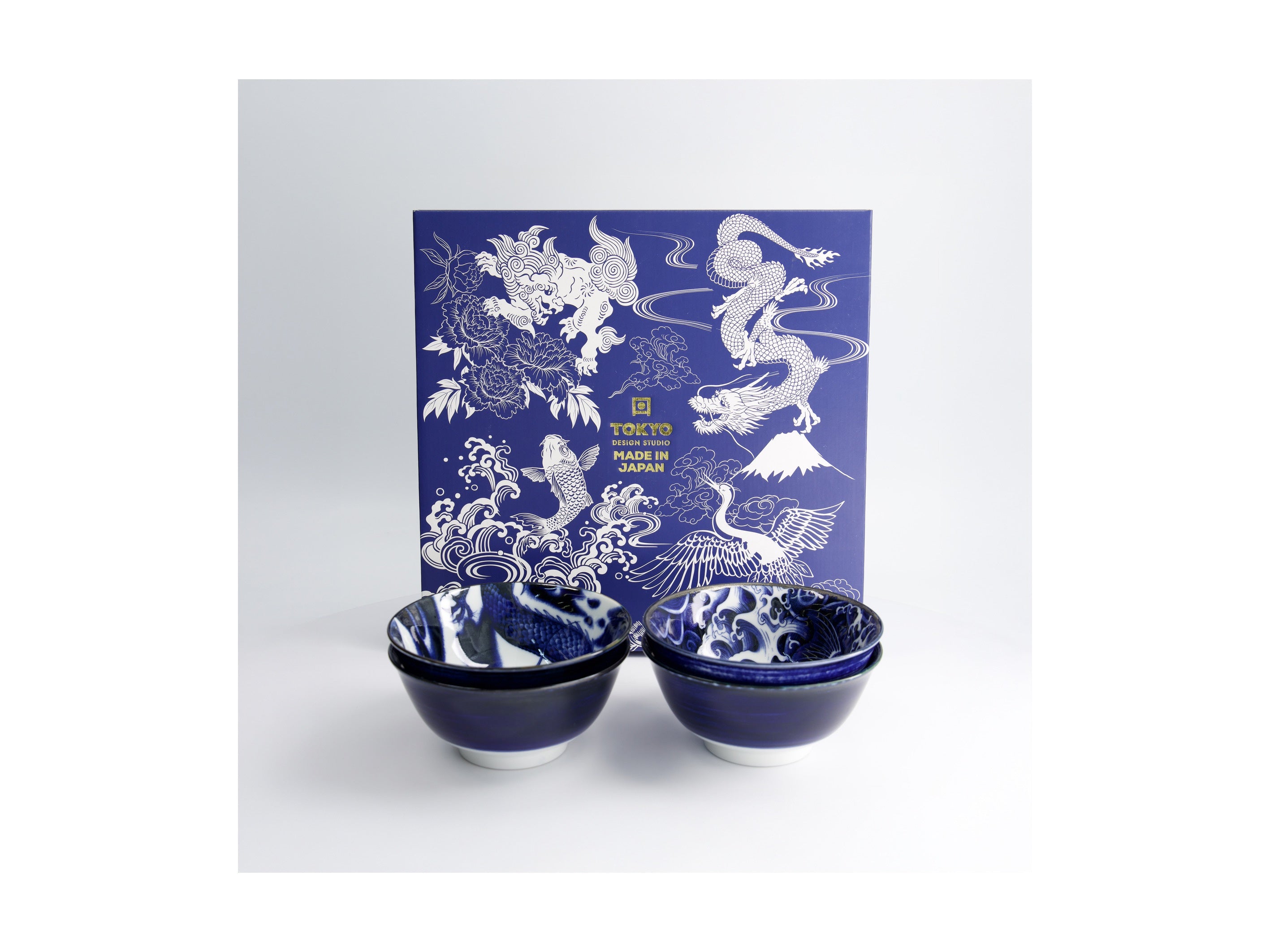 Maxwell and Williams Tokyo Design Japonism Bowl Giftset 4pc 14cm Blue Gift Boxed