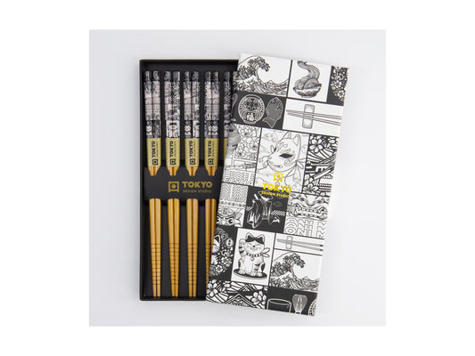 Maxwell and Williams Tokyo Design Chopstick Giftset 5pc Tokyo Fan Gift Boxed