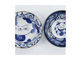 Tokyo Design Kawaii Cat Neko Bowl 2pc With Chopsticks Swirl Cat Gift Boxed