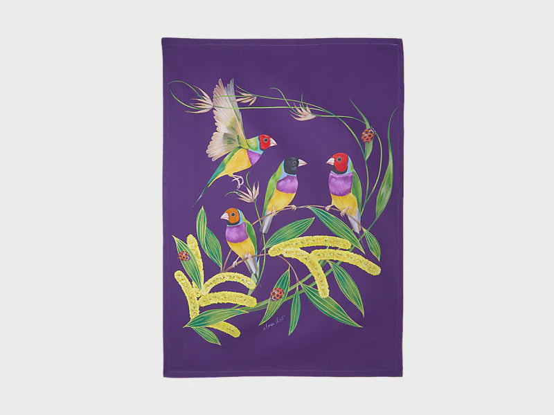 Maxwell and Williams Eloise Short Lyric Tea Towel 50x70cm Gouldian Finch