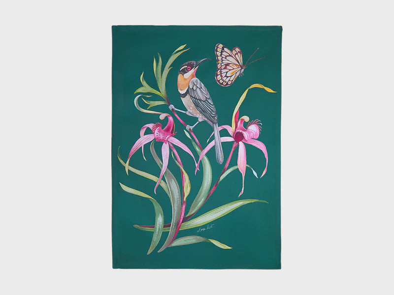 Maxwell and Williams Eloise Short Lyric Tea Towel 50x70cm Spinebill Honeyeater