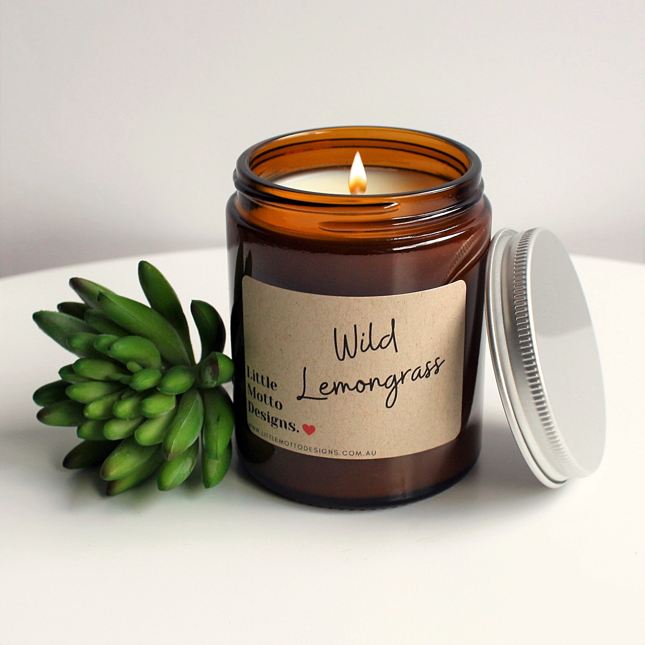 Little Motto Designs Candle Jar 175ml/ Wild Lemongrass
