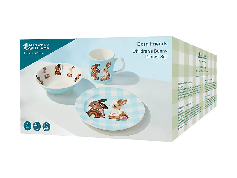 Maxwell and Williams Pete Cromer Barn Friends Children's 3pc Dinner Set Bunny Gift Boxed