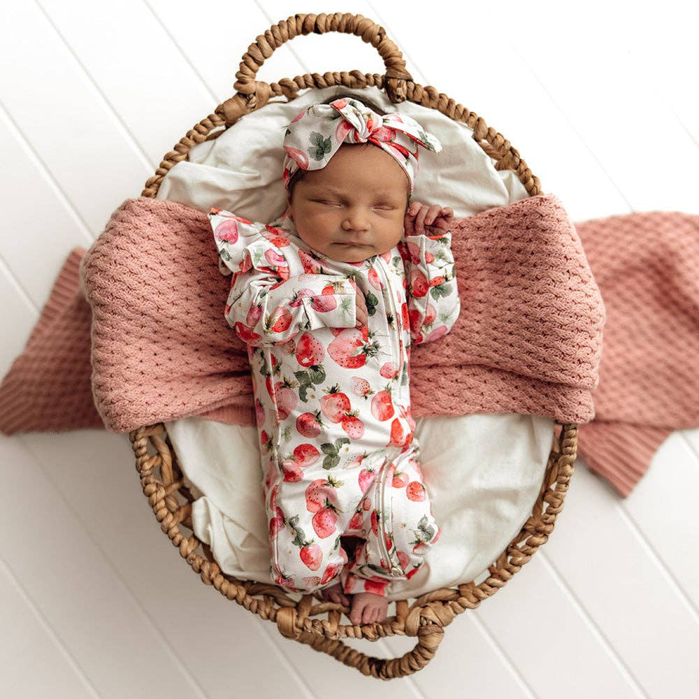 Snuggle Hunny Strawberry Organic Snugglesuit Convertible Romper